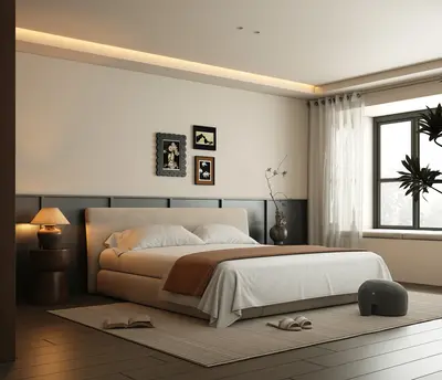 Minimalist Bedroom with Ambient Lighting 3d model
