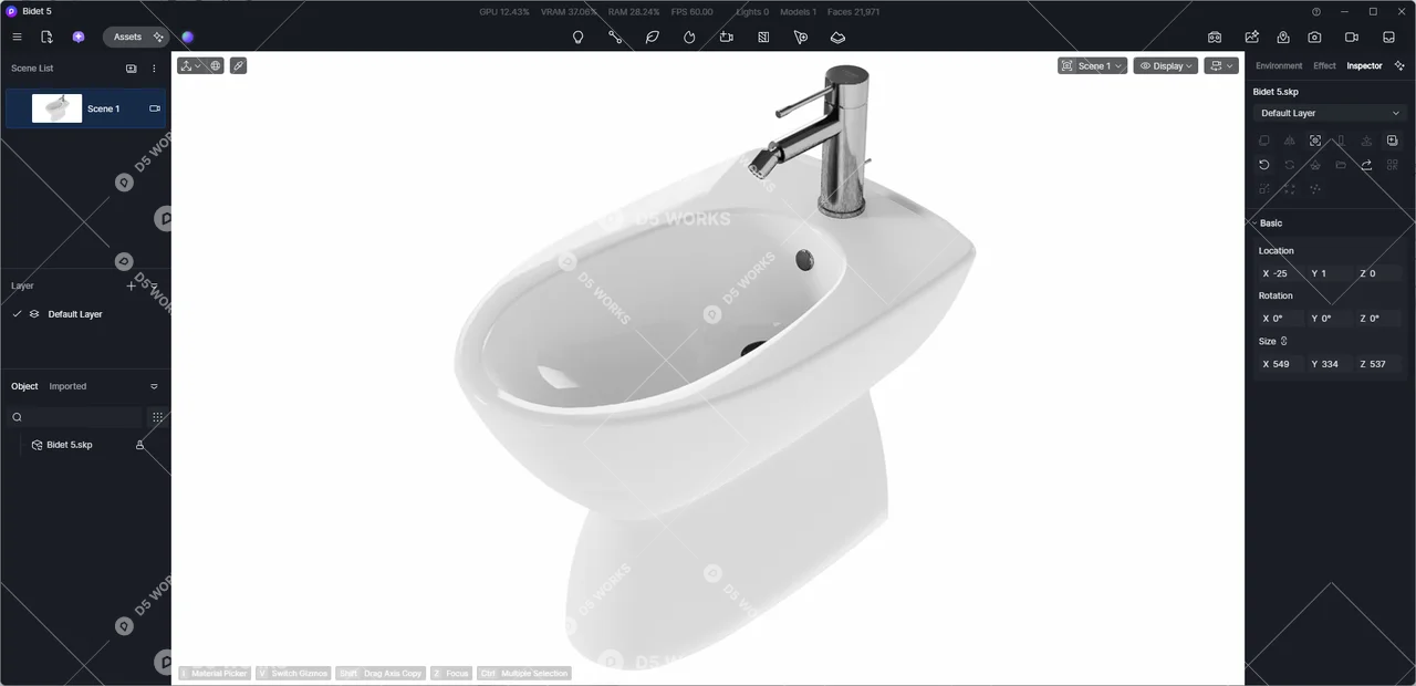 Bidet 3d model thumbnail 3