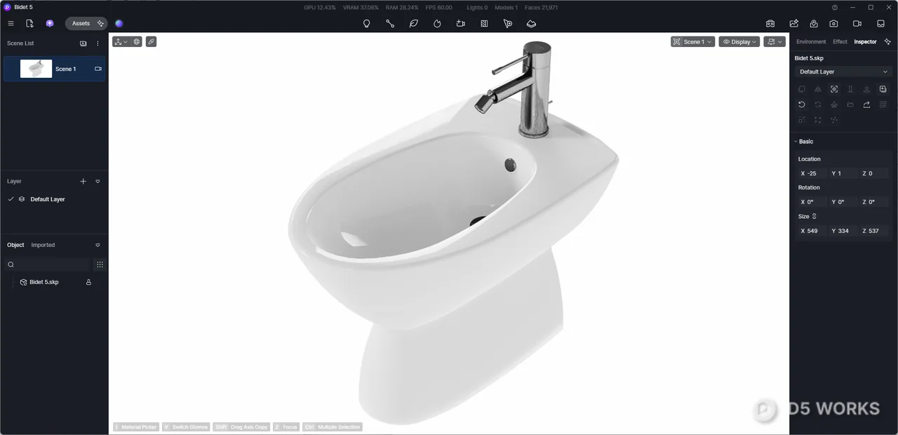 Bidet 3d model thumbnail 3