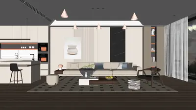 Minimalist Living Room with Neutral Tones 3d model