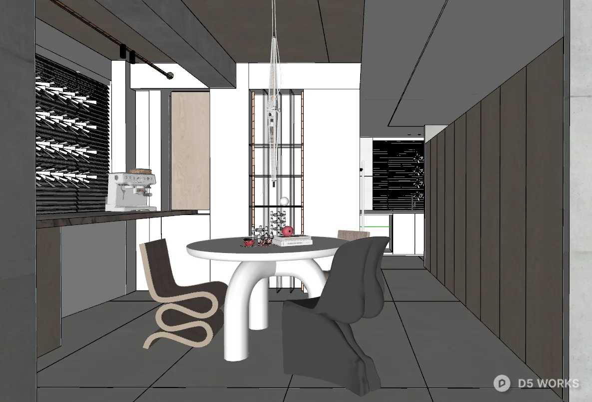 Modern Minimalist Living Room With Concrete Wall 3d model thumbnail 3