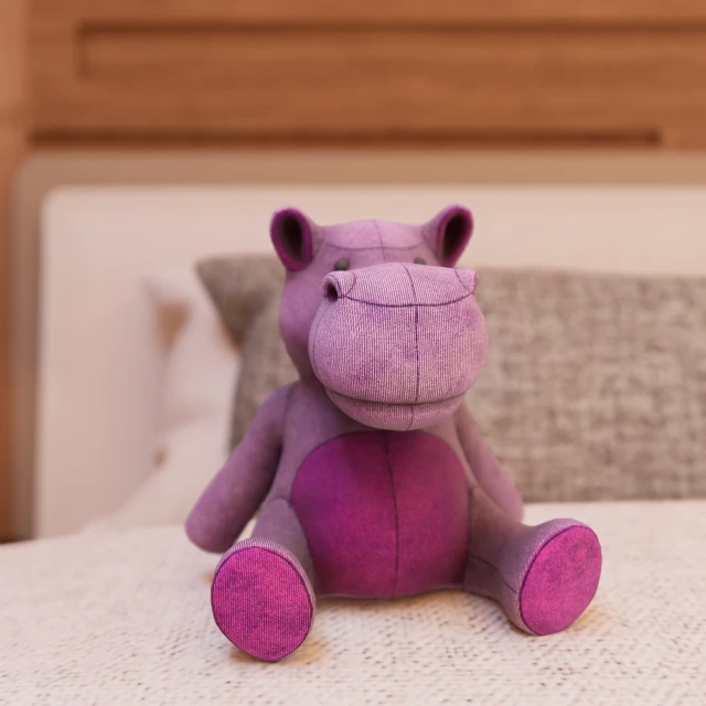 Purple Fabric Hippo Plush Toy 3d model