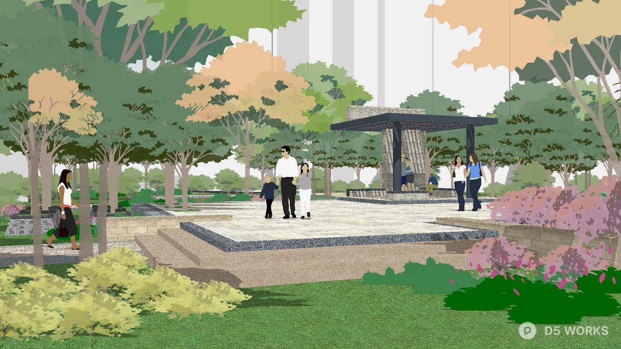 Residential Landscape With Pedestrian Path 3d model thumbnail 4