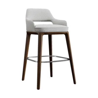 Modern beige fabric wooden bar chair 3d model