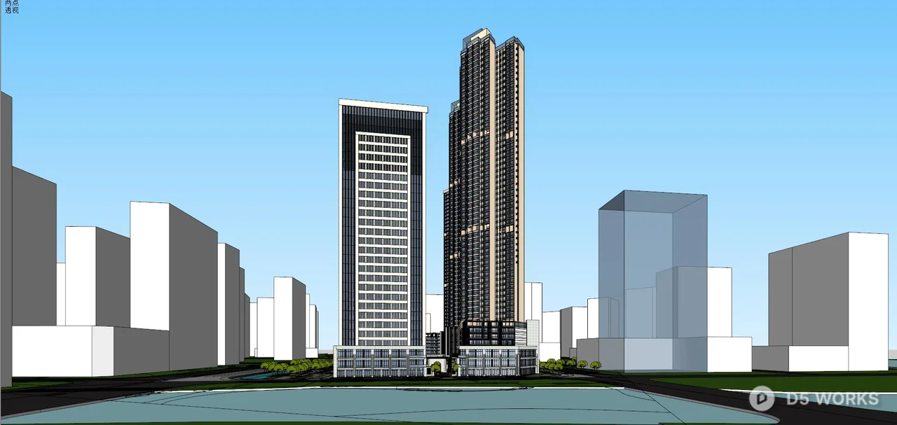 Modern Commercial Complex With Vertical Greenery 3d model thumbnail 7