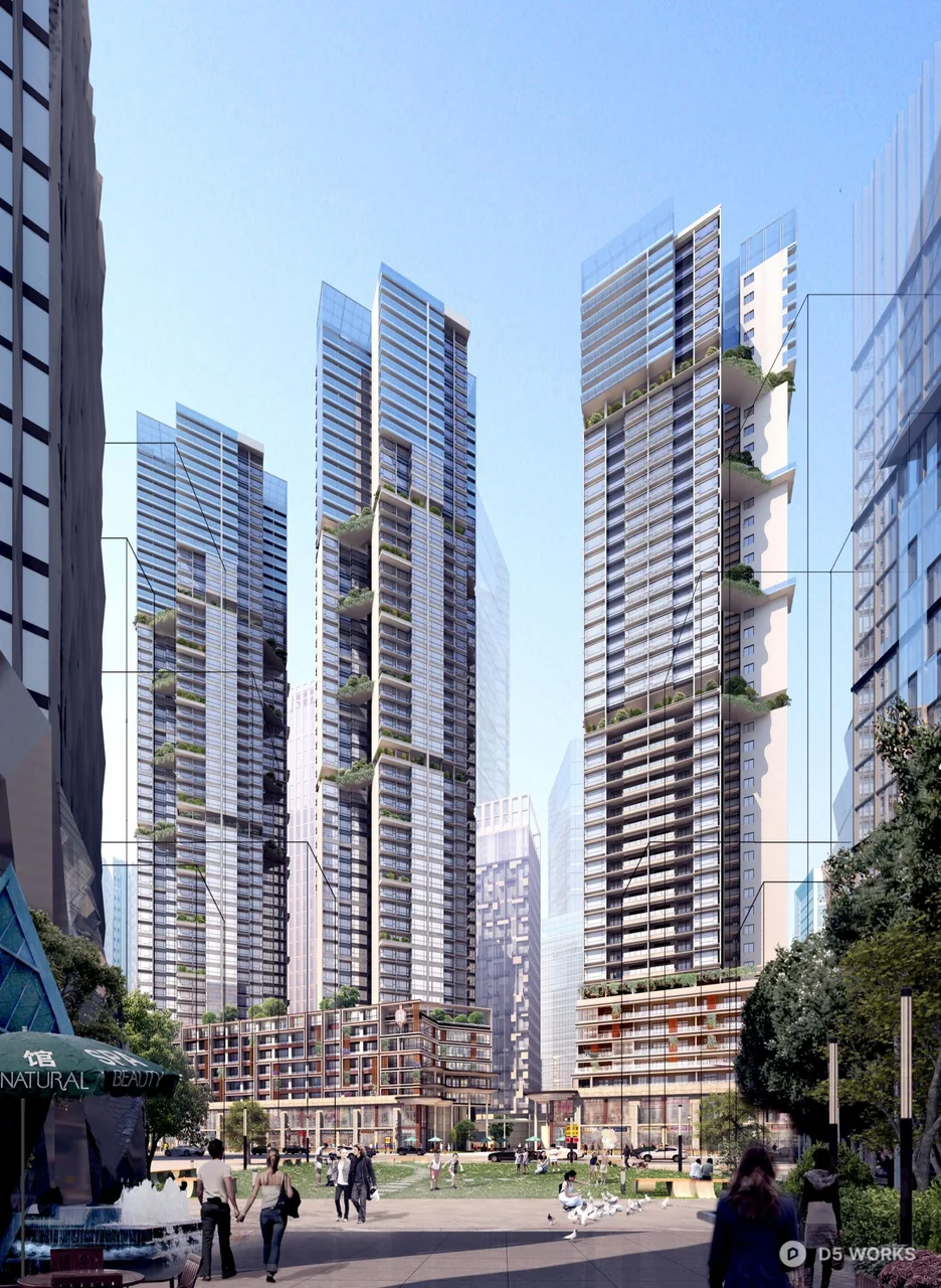 Modern Commercial Complex With Vertical Greenery 3d model thumbnail 2