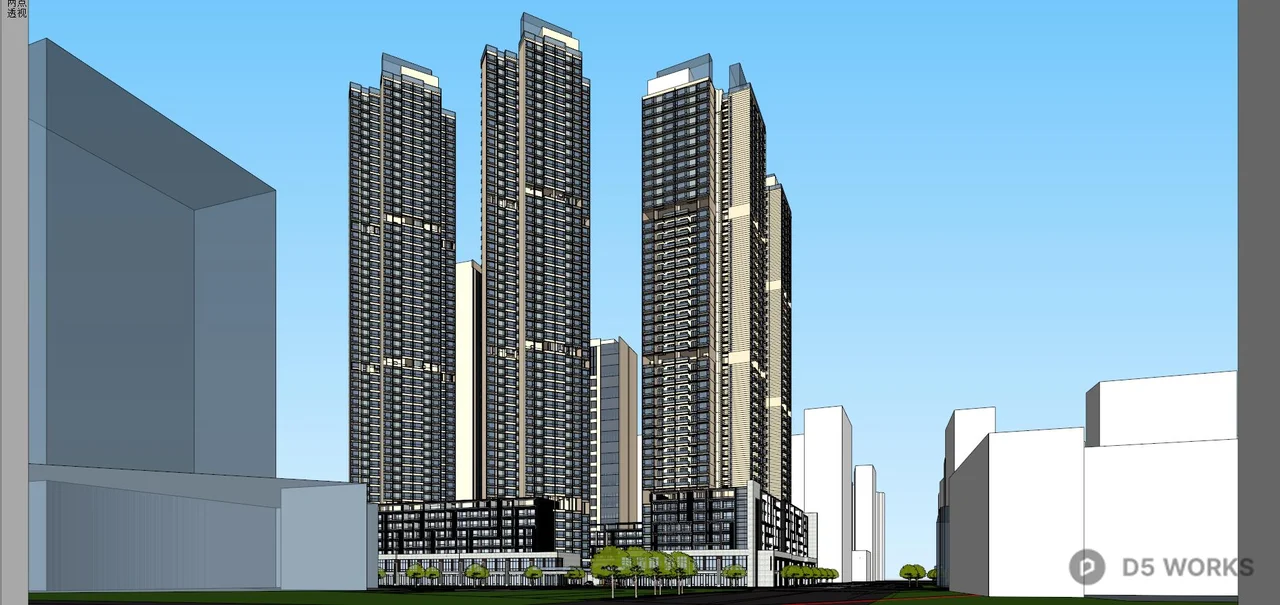 Modern Commercial Complex With Vertical Greenery 3d model thumbnail 3