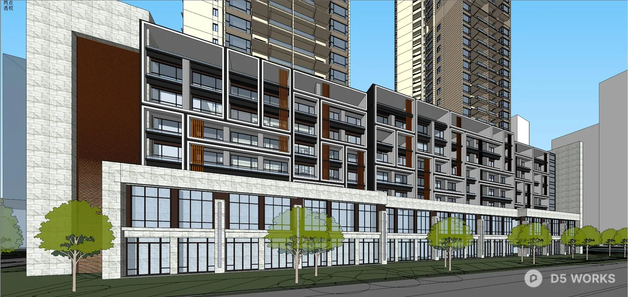 Modern Commercial Complex With Vertical Greenery 3d model thumbnail 4