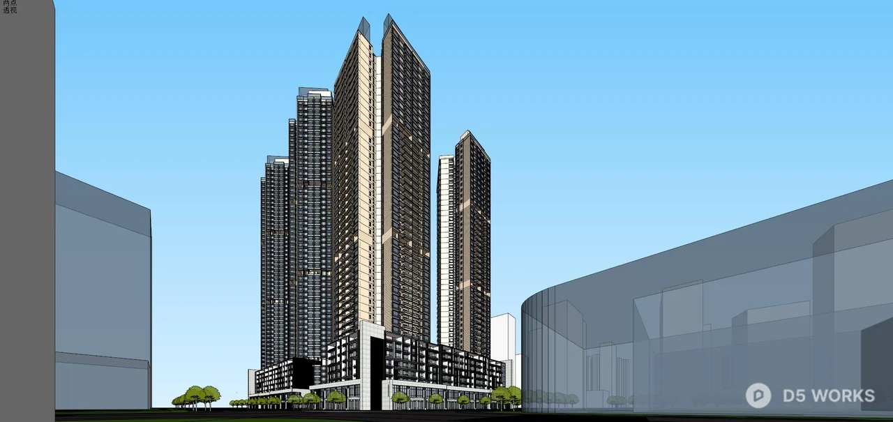 Modern Commercial Complex With Vertical Greenery 3d model thumbnail 6