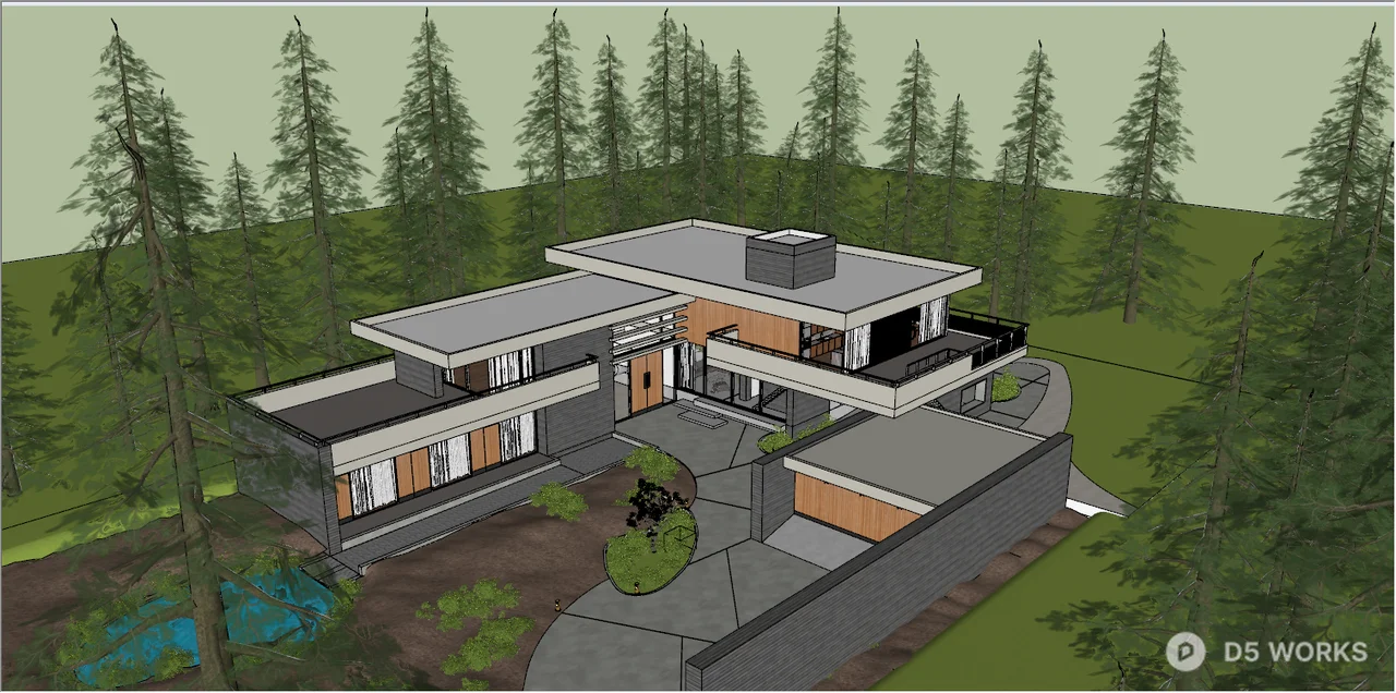 Modern Villa Forest-surrounded 3d model thumbnail 2