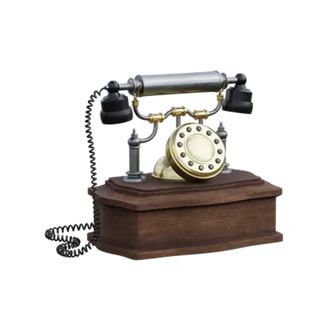 Antique Vintage Rotary Telephone with Wooden Base 3d model