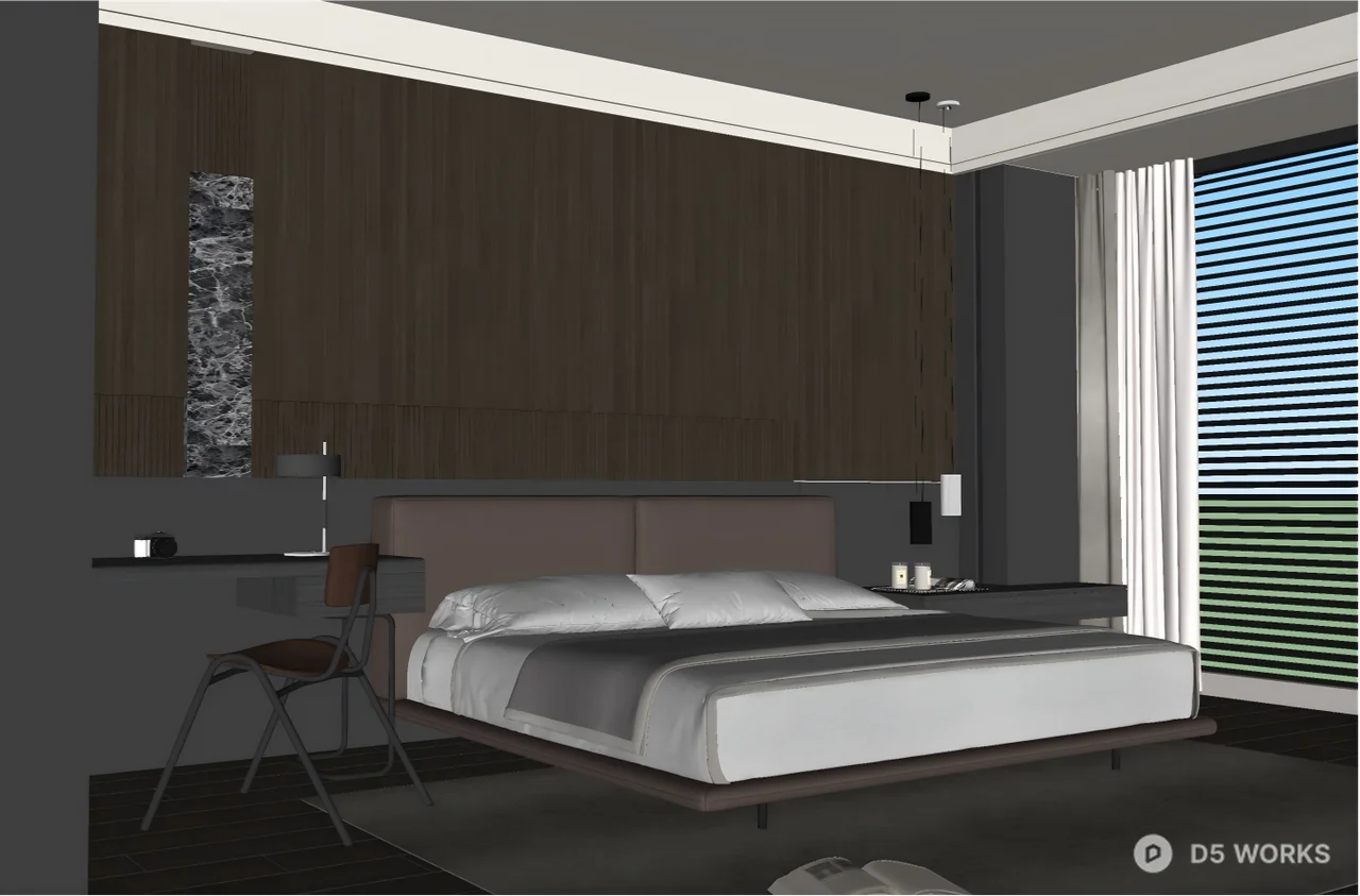 Modern Minimalist Master Bedroom With Ambient Lighting 3d model thumbnail 2