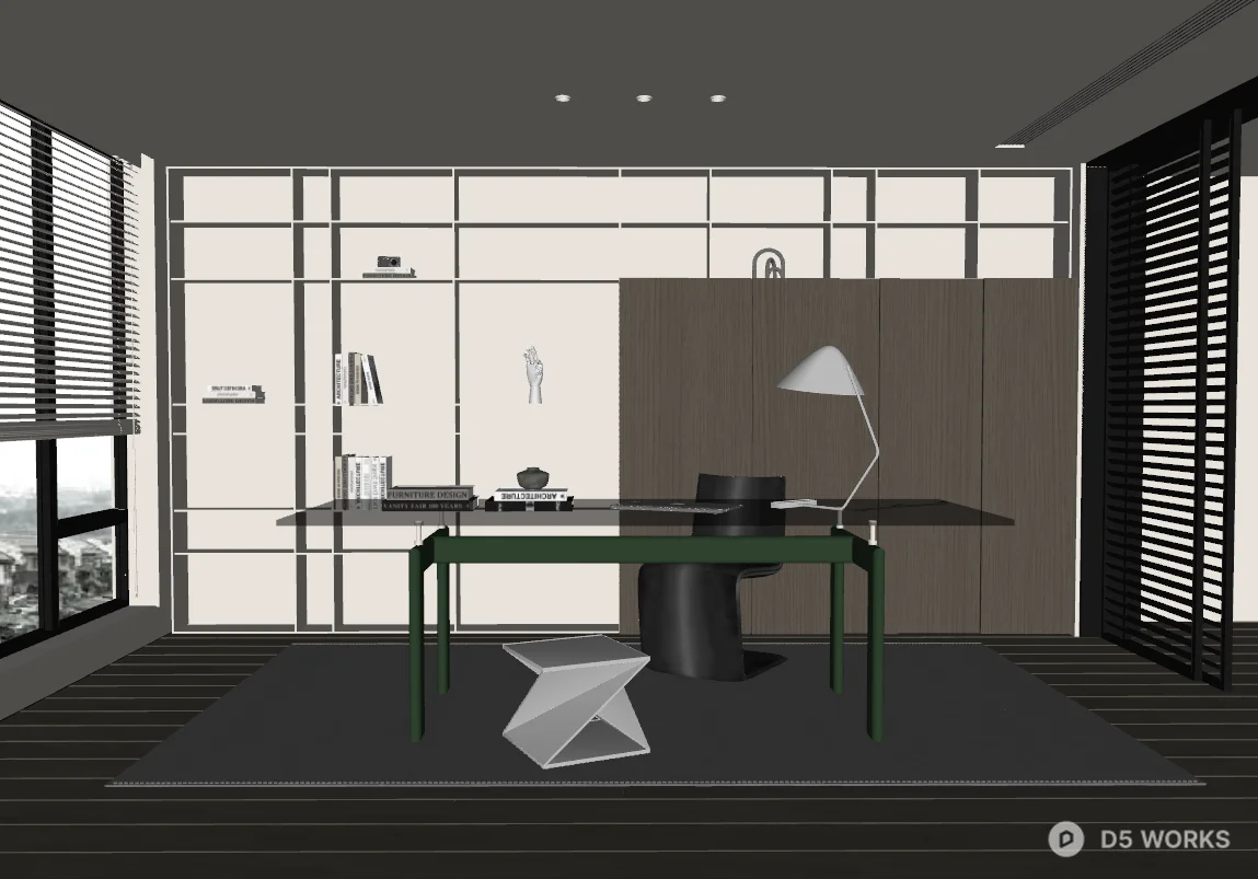 Modern Minimalist Home Office Space 3d model thumbnail 2