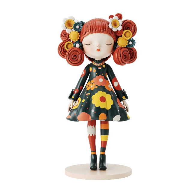 Floral Girl Art Toy Figurine 3d model