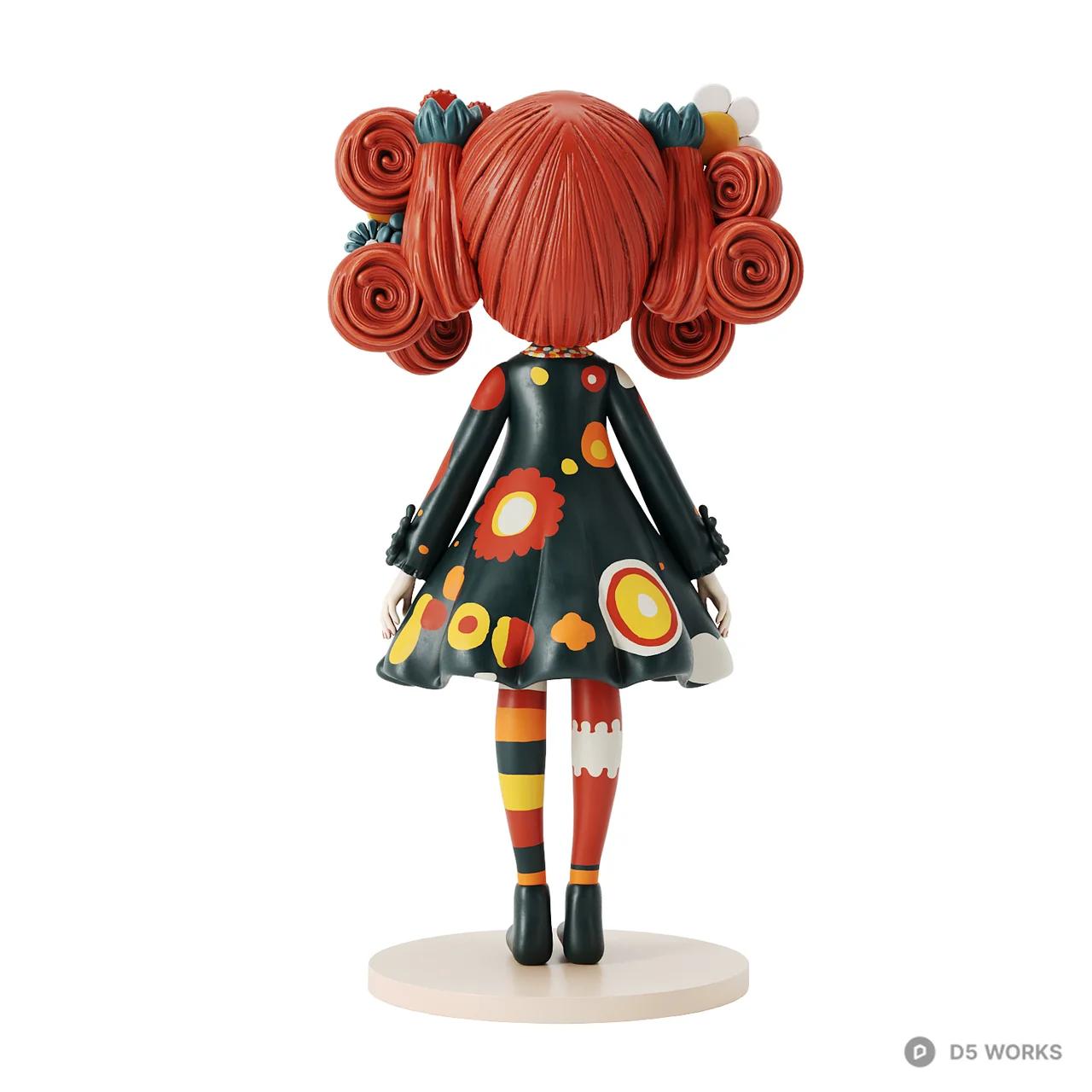 Floral Girl Art Toy Figurine 3d model thumbnail 4