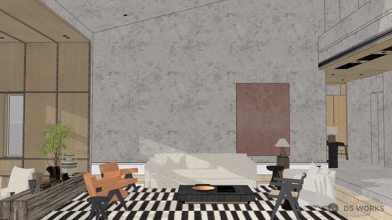 Modern Minimalist Living Room With Natural Light 3d model thumbnail 2