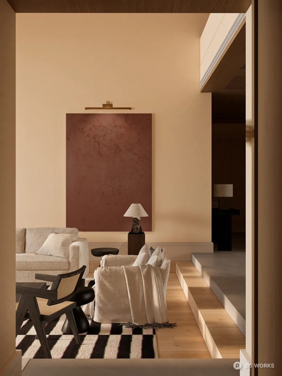 Modern Minimalist Living Room With Natural Light 3d model thumbnail 3