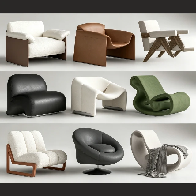 Modern Designer Armchair Collection 3d model
