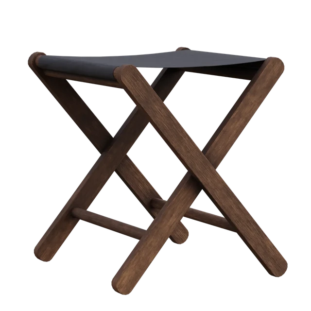 Rustic Wooden Folding Camp Stool 3d model