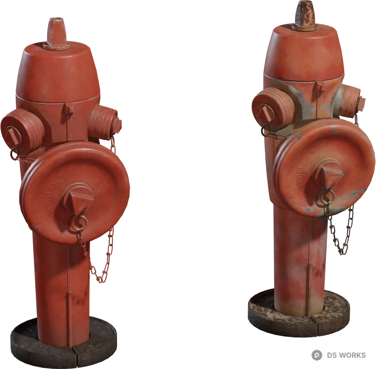 Weathered Red Fire Hydrant 3D Model 3d model - Image 1