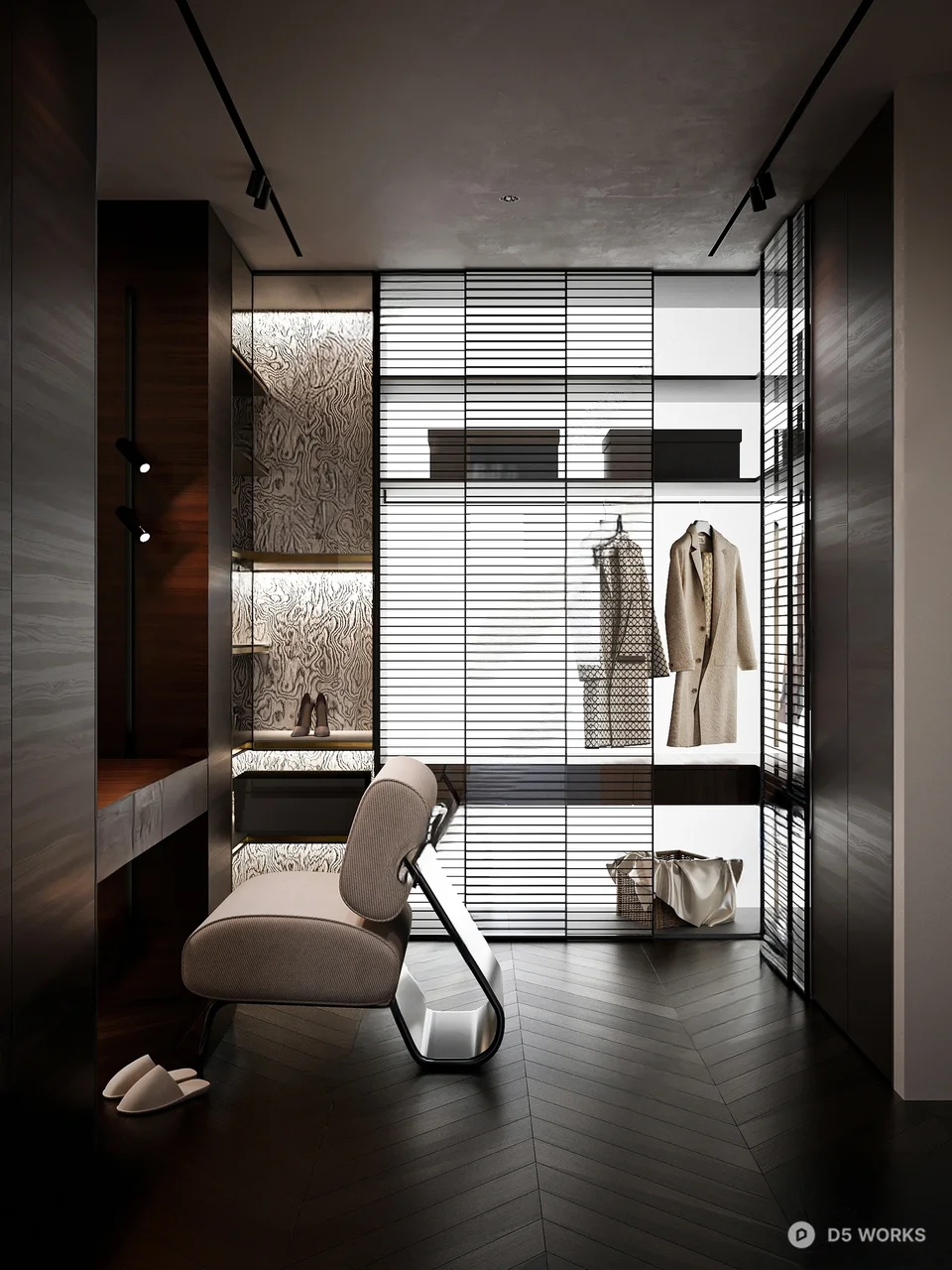 Modern Walk In Closet with Minimalist Design 3d model - Image 1