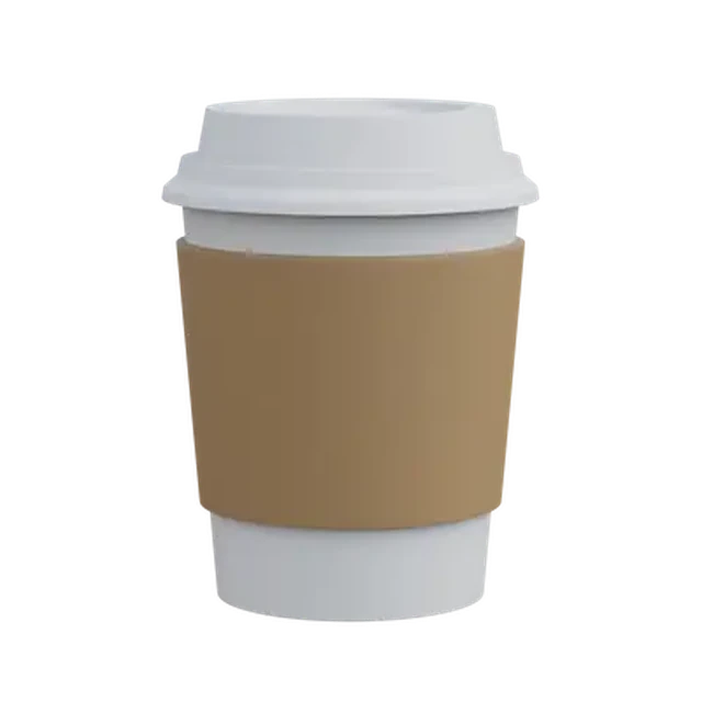 Disposable Paper Coffee Cup with Cardboard Sleeve 3d model