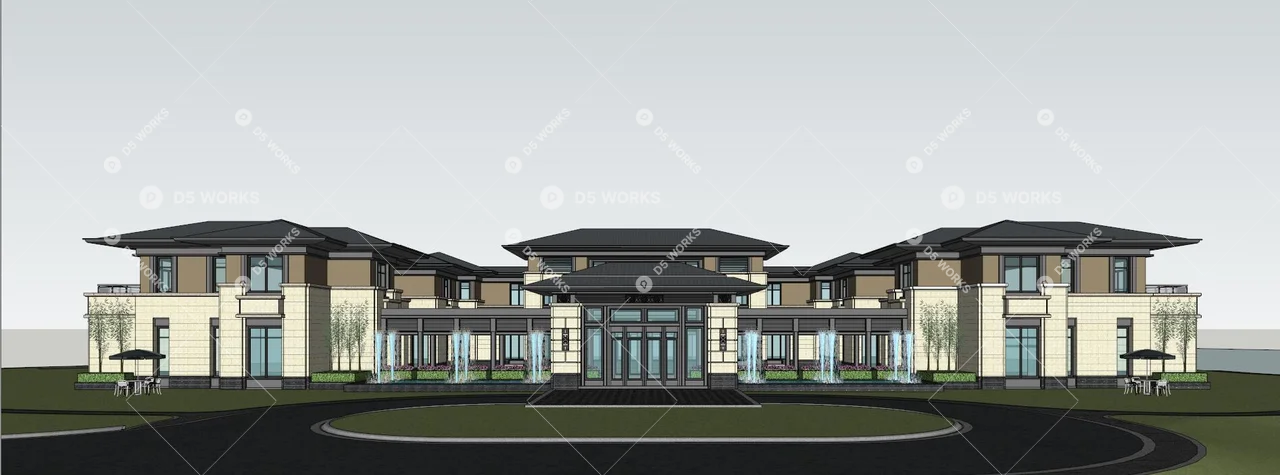 Hotel Building 3d model thumbnail 4