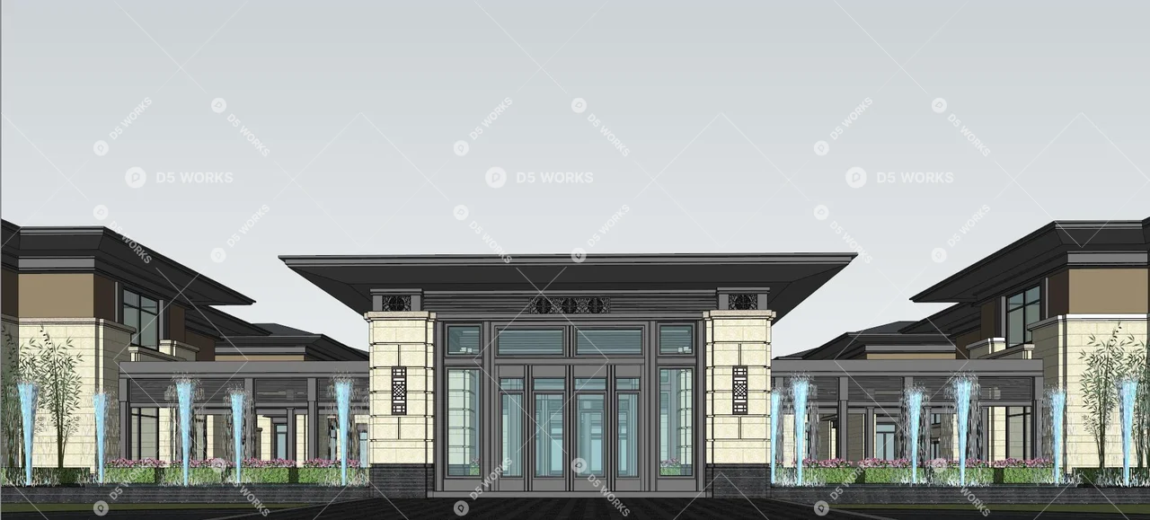 Hotel Building 3d model thumbnail 5