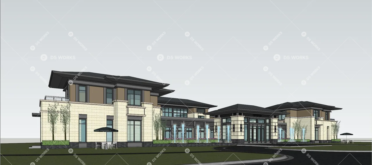 Hotel Building 3d model thumbnail 3