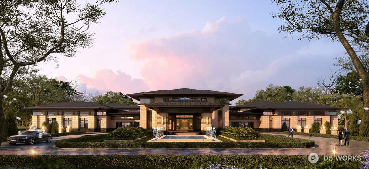 Resort Building With Modern Architecture 3d model thumbnail 2