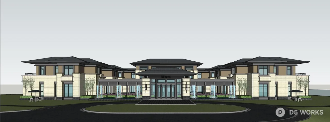 Resort Building With Modern Architecture 3d model thumbnail 4