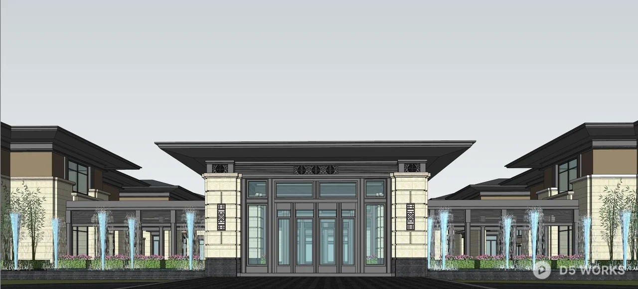 Resort Building With Modern Architecture 3d model thumbnail 5