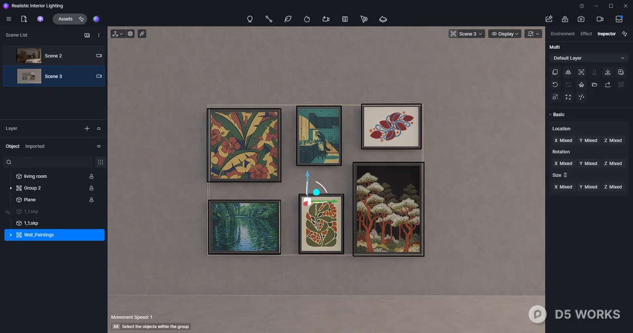 Artistic Botanical And Landscape Framed Wall Art Set 3d model thumbnail 8