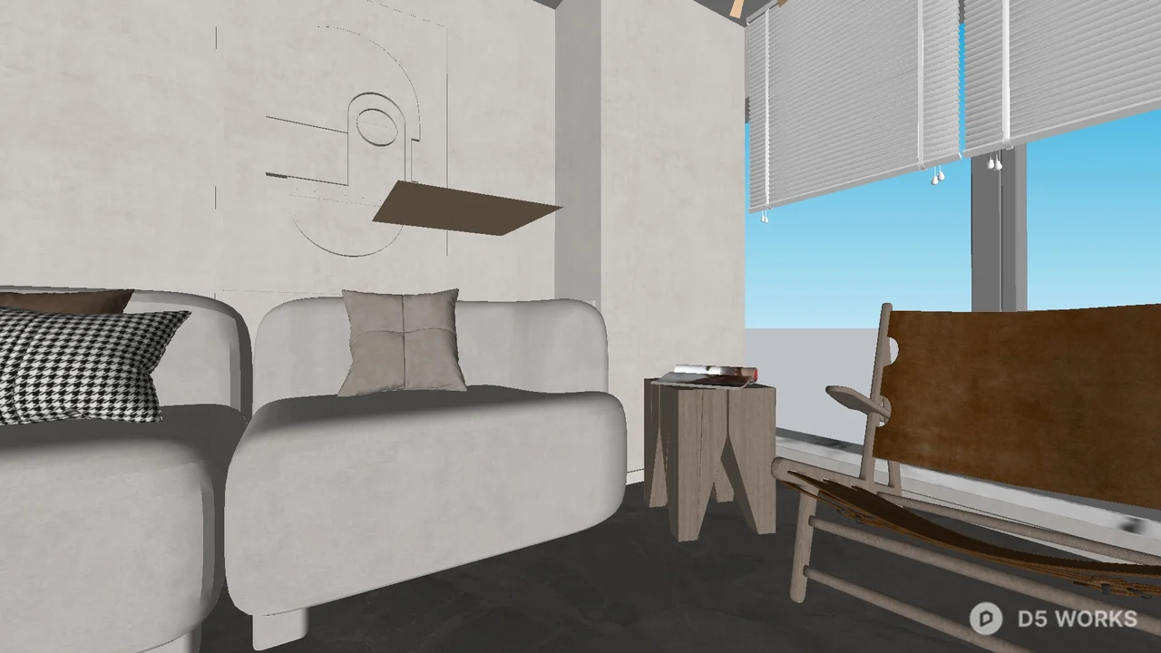Modern Open Plan Living Dining Space 3d model thumbnail 2