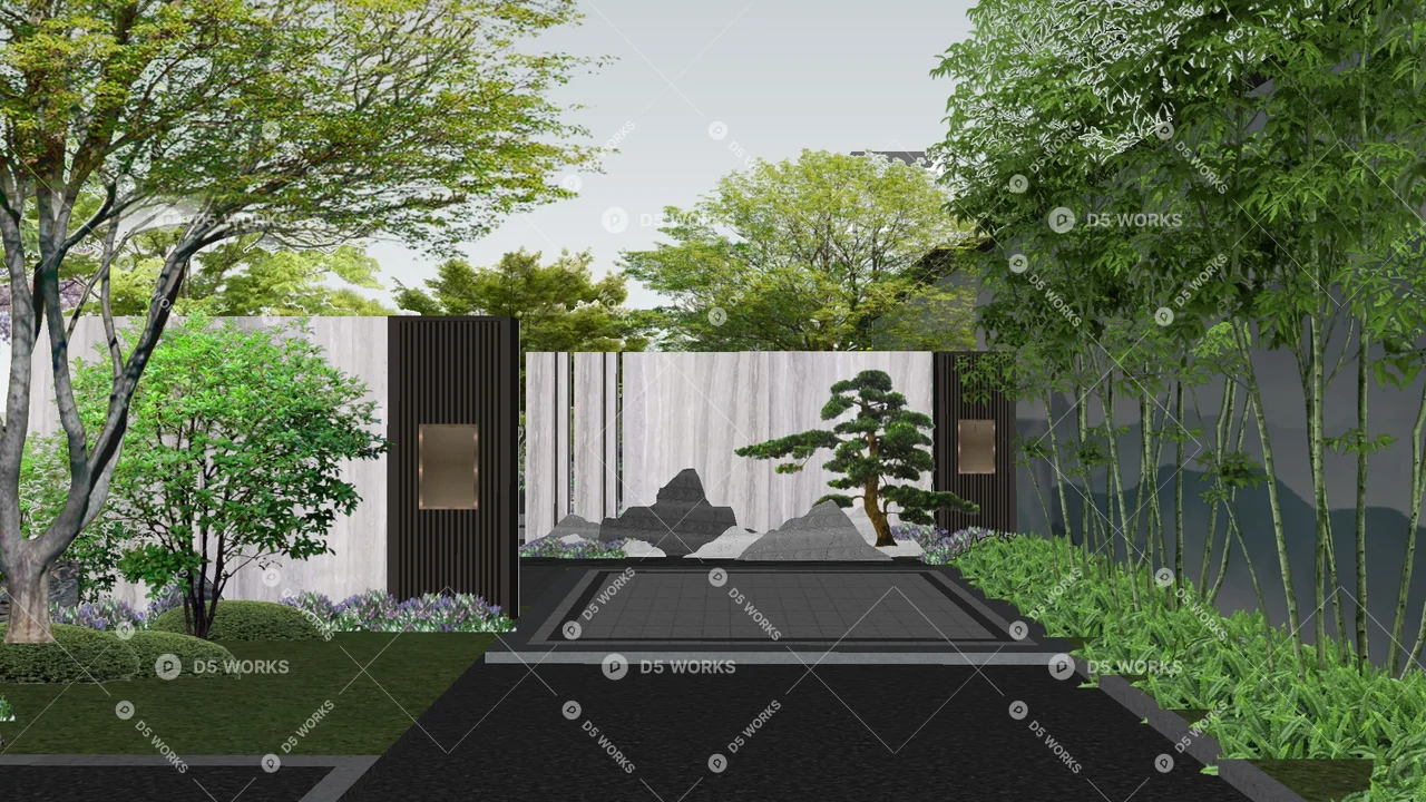 Residential Landscape 3d model thumbnail 3
