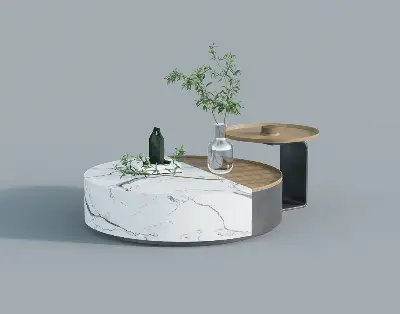 Marble And Wood Coffee Table 3d model