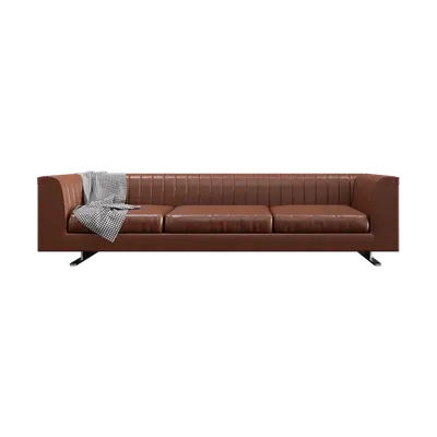 Modern Orange Leather Multi-seat Lounge Sofa 3d model