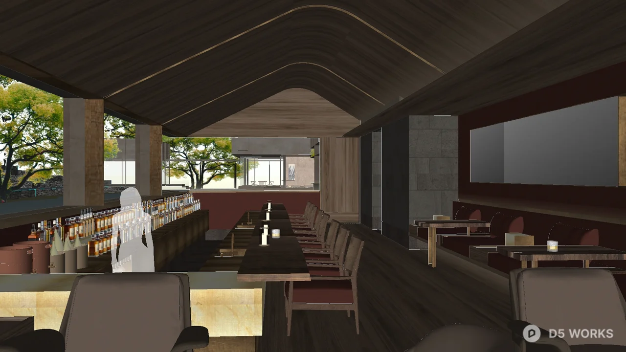 Modern Bar Interior With Ambient Lighting And Seating 3d model thumbnail 2