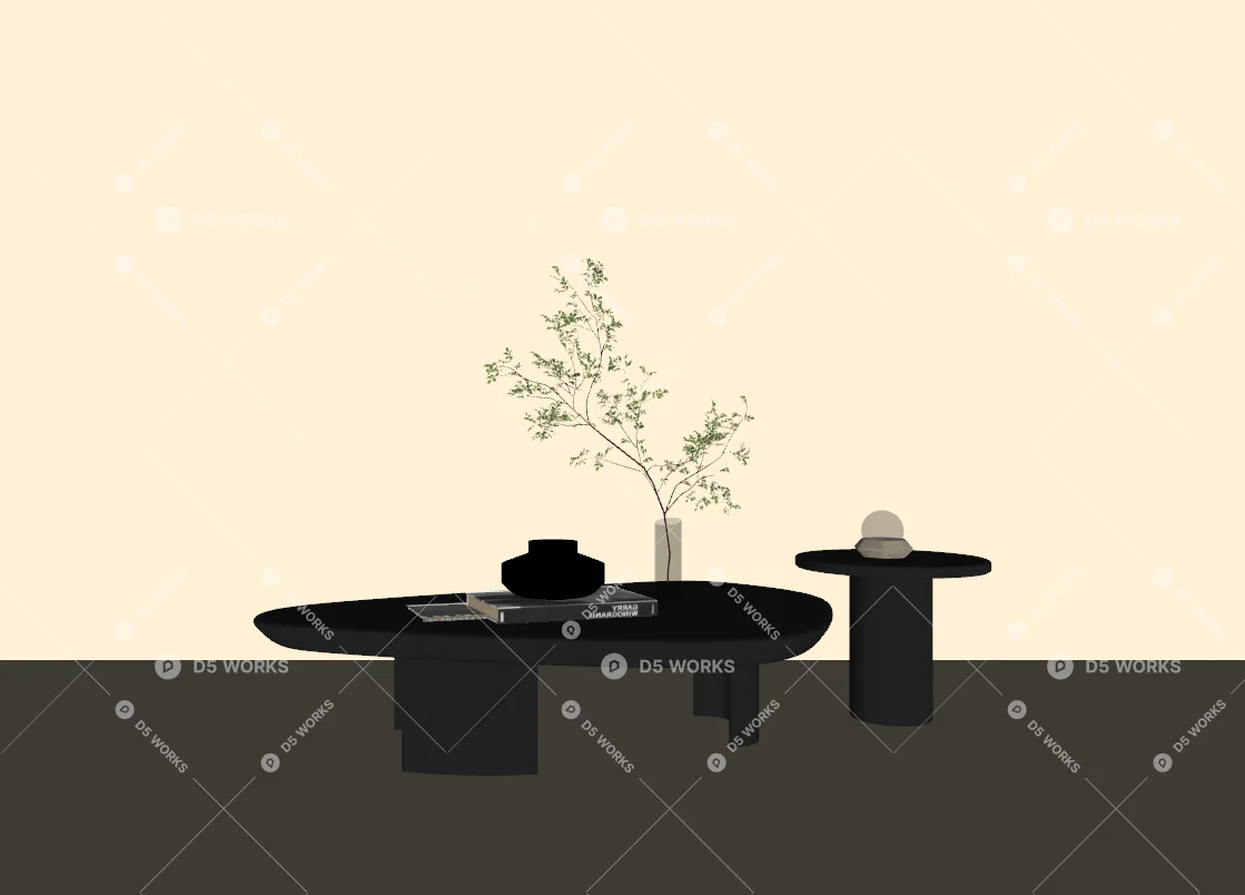 Organic Shape Stone Tea Table And Side Table 3d model thumbnail 2