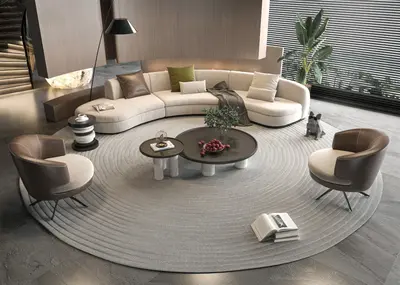Modern Contemporary Living Room Curved Sofa Set 3d model