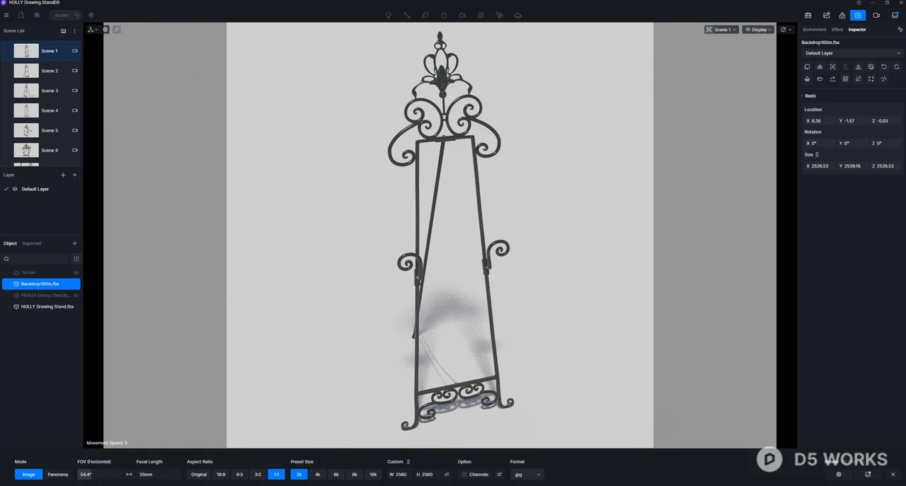 Ornate Iron Easel Stand 3d model thumbnail 8