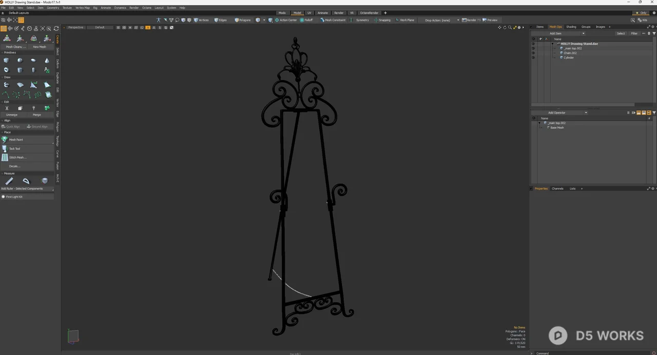 Ornate Iron Easel Stand 3d model thumbnail 9