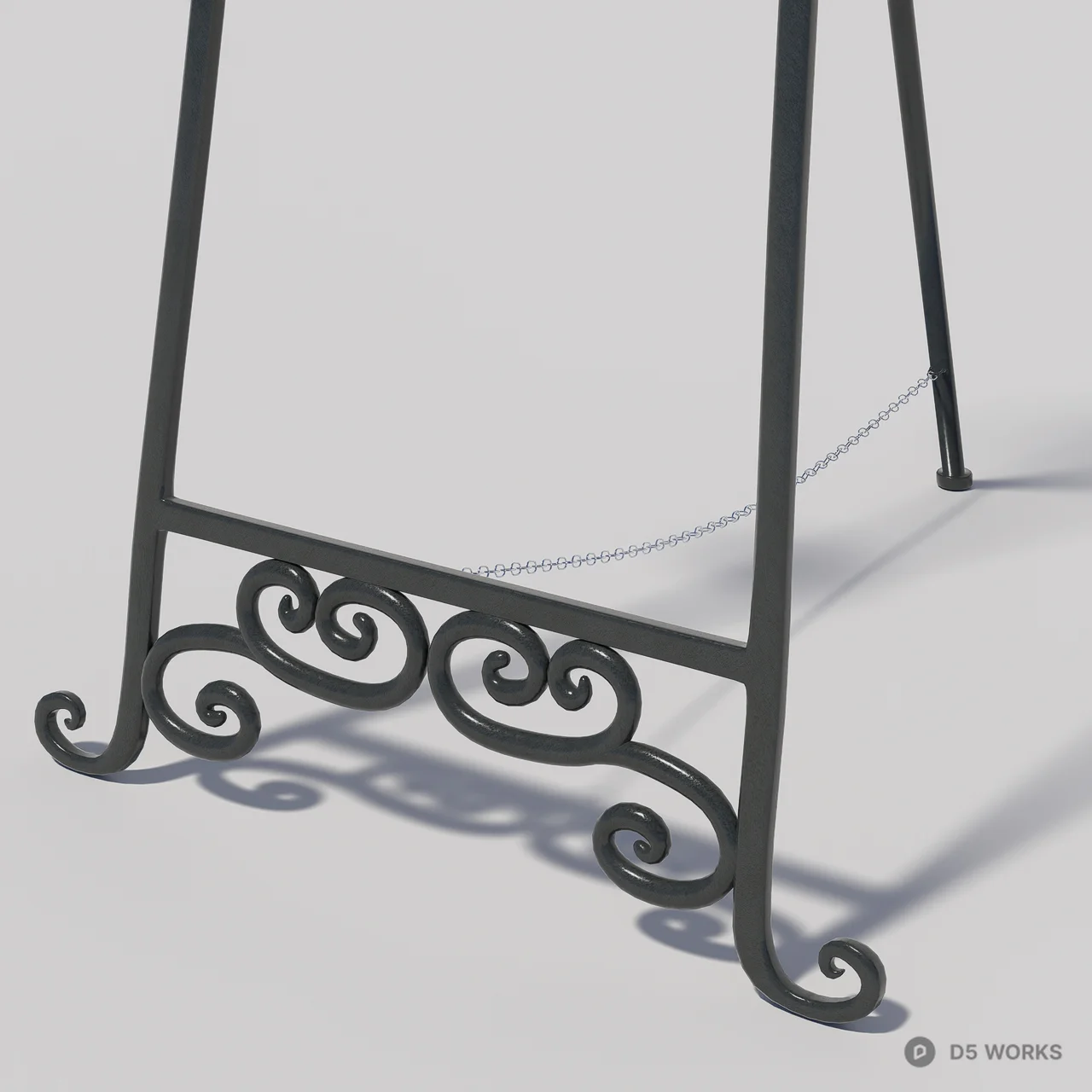Ornate Iron Easel Stand 3d model thumbnail 6