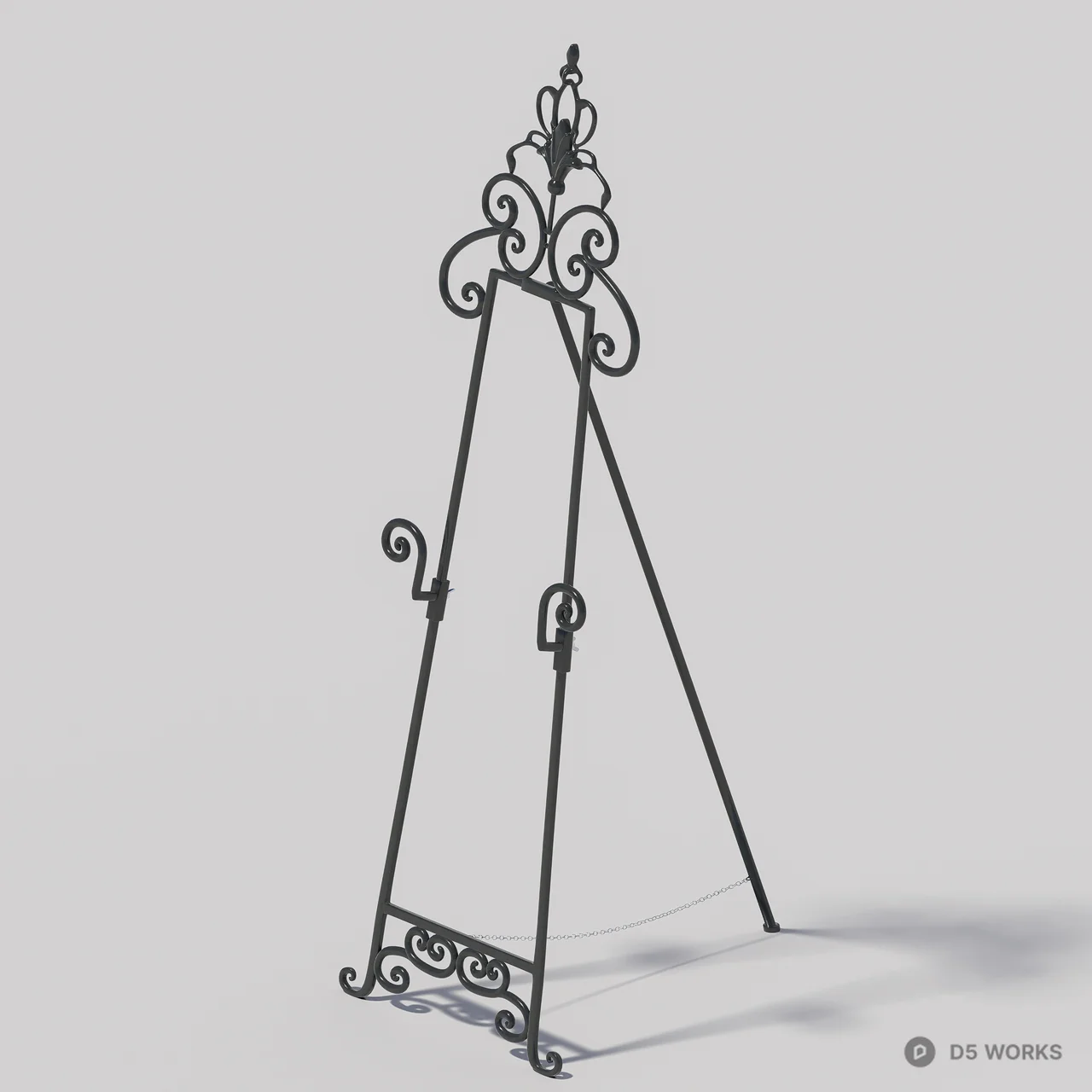 Ornate Iron Easel Stand 3d model thumbnail 3