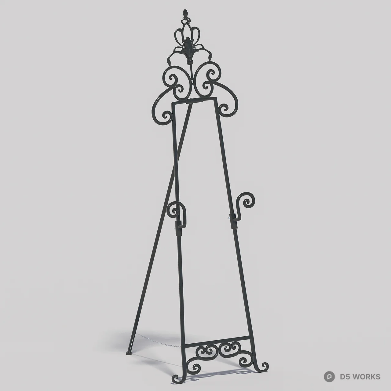 Ornate Iron Easel Stand 3d model thumbnail 7