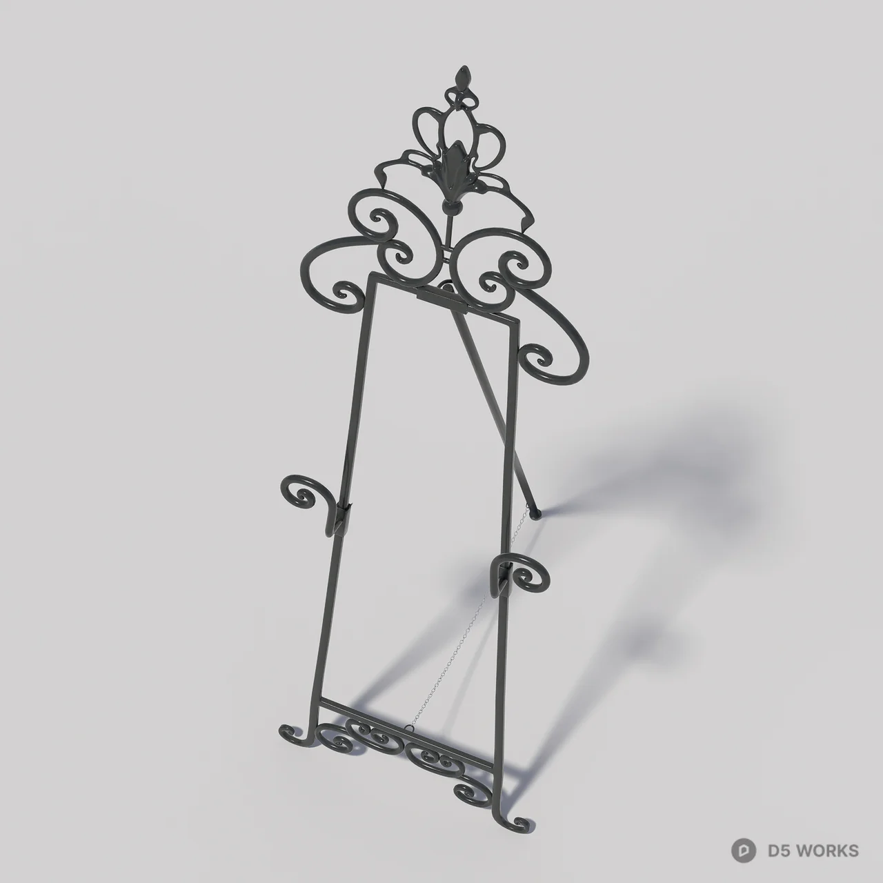 Ornate Iron Easel Stand 3d model thumbnail 4