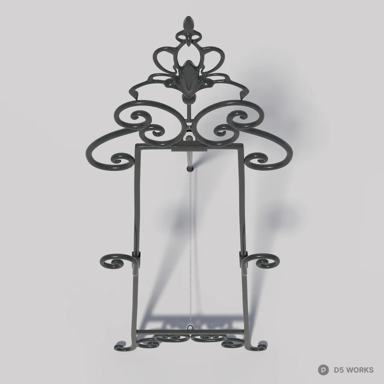 Ornate Iron Easel Stand 3d model thumbnail 5