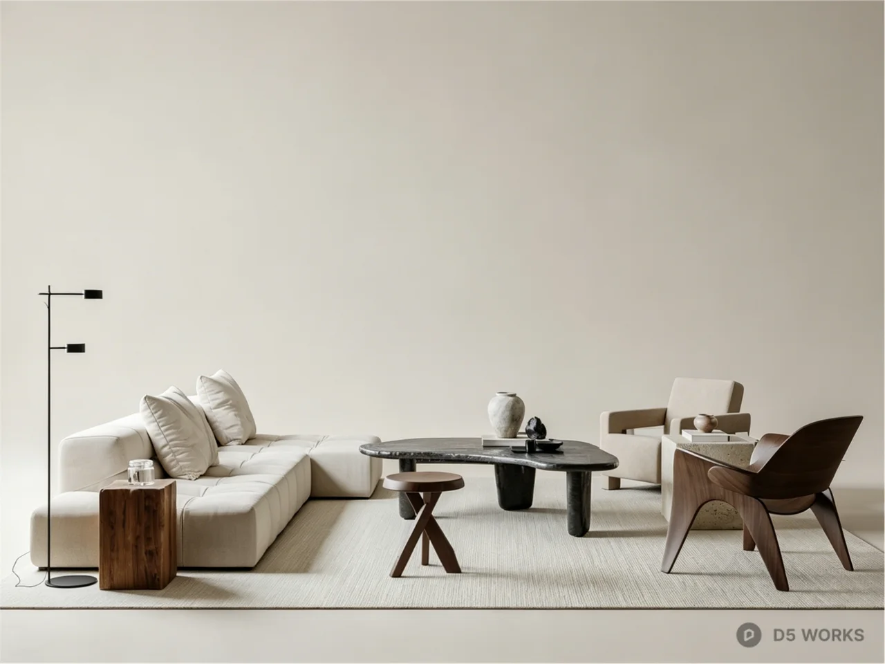 Mid-Century Living Room Furniture Set 3d model - Image 1