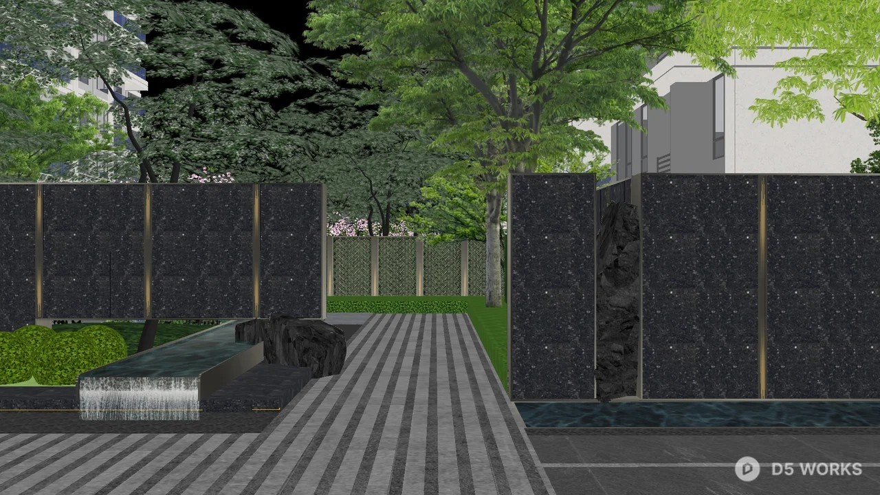 Modern Villa Courtyard with Outdoor Seating 3d model thumbnail 7