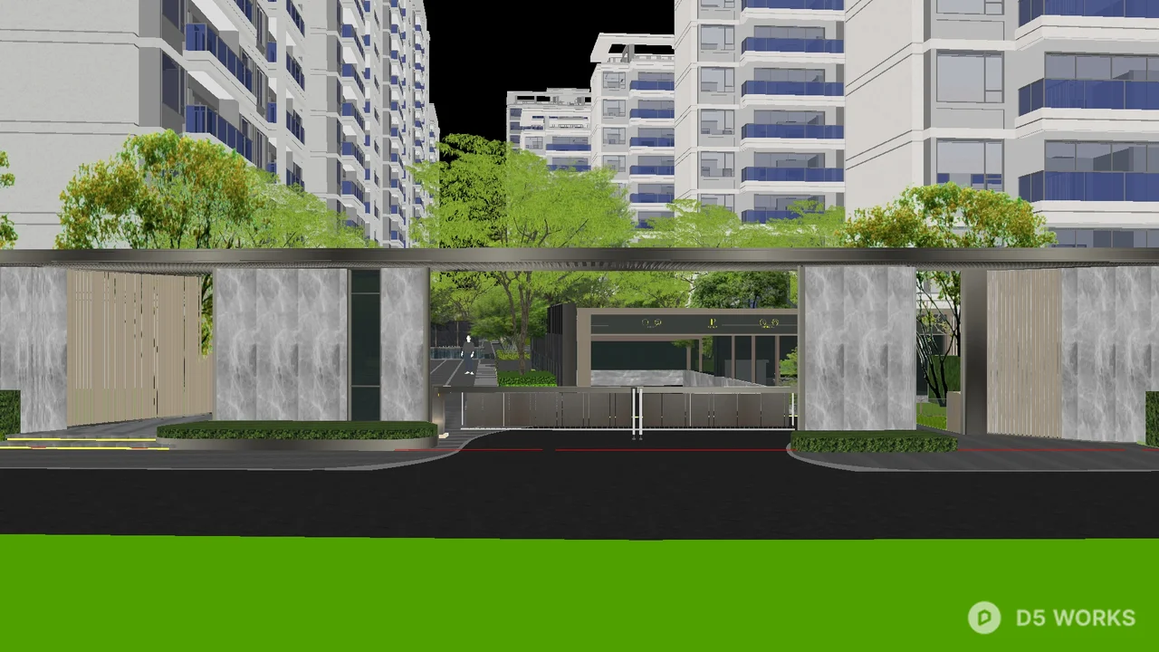 Modern Villa Courtyard with Outdoor Seating 3d model thumbnail 5